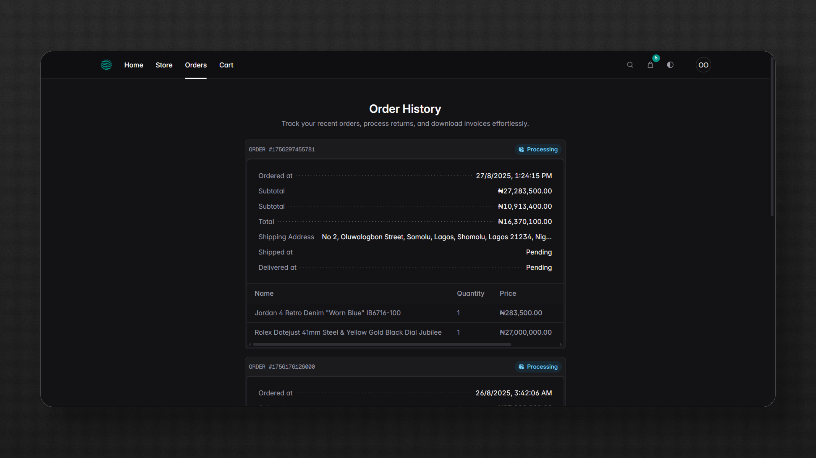Order Tracking