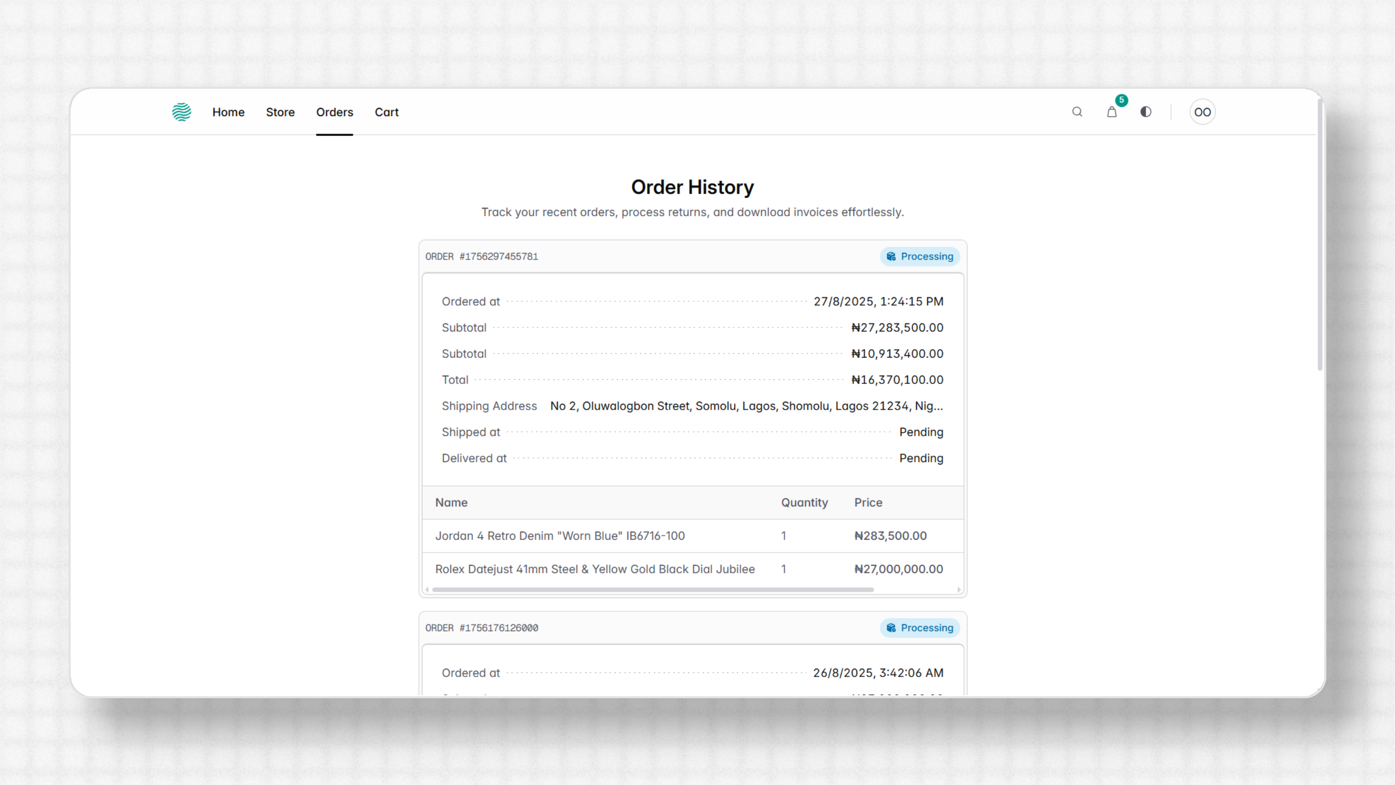 Order Tracking